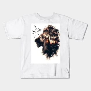 Lion Double Exposure Kids T-Shirt